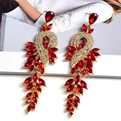 Nou stil, lung, clasic, colorat, cercei cu picătură de cristal, pandantiv vintage de înaltă calitate, accesorii de bijuterii din metal pentru femei