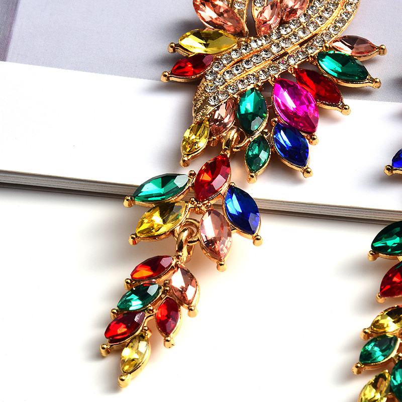 Nou stil, lung, clasic, colorat, cercei cu picătură de cristal, pandantiv vintage de înaltă calitate, accesorii de bijuterii din metal pentru femei