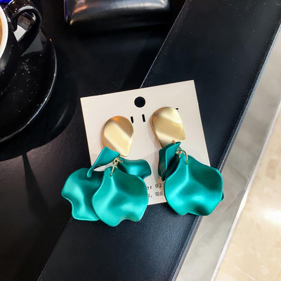 YAOLOGE Tmavomodré zelené krásne prehnané náušnice s lupeňmi víl a strapcami, trendy západné náušnice, dámske prívesky na šperky