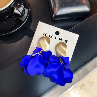 YAOLOGE Tmavomodré zelené krásne prehnané náušnice s lupeňmi víl a strapcami, trendy západné náušnice, dámske prívesky na šperky