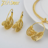 ZEADeat Jewelry Αφρικανικά Σετ Σκουλαρίκια με Κολιέ από Χάλκινο Ντουμπάι Γυναικείο Δήλωση μόδας Κοσμήματα υψηλής ποιότητας