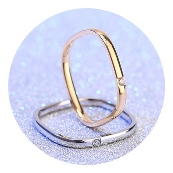 Μοντέρνο μοντέρνο τετράγωνο δαχτυλίδι Γυναικείο ανοξείδωτο ατσάλι Ζιργκόν γεωμετρικά λεπτά δαχτυλίδια Χρυσό ασημί χρώμα μόδας κοσμήματα δώρα Μέγεθος 5- 9
