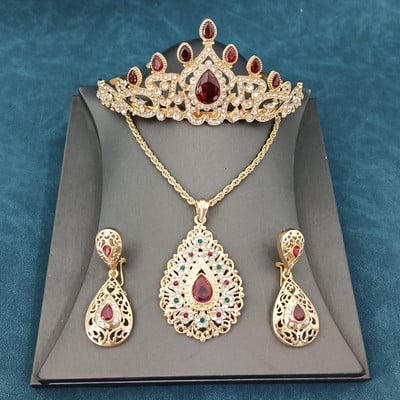 Arab esküvői ékszer szett köntös ruha öv fülbevaló nyaklánc marokkói fém deréklánc Esküvői menyasszonyi korona fejlánc