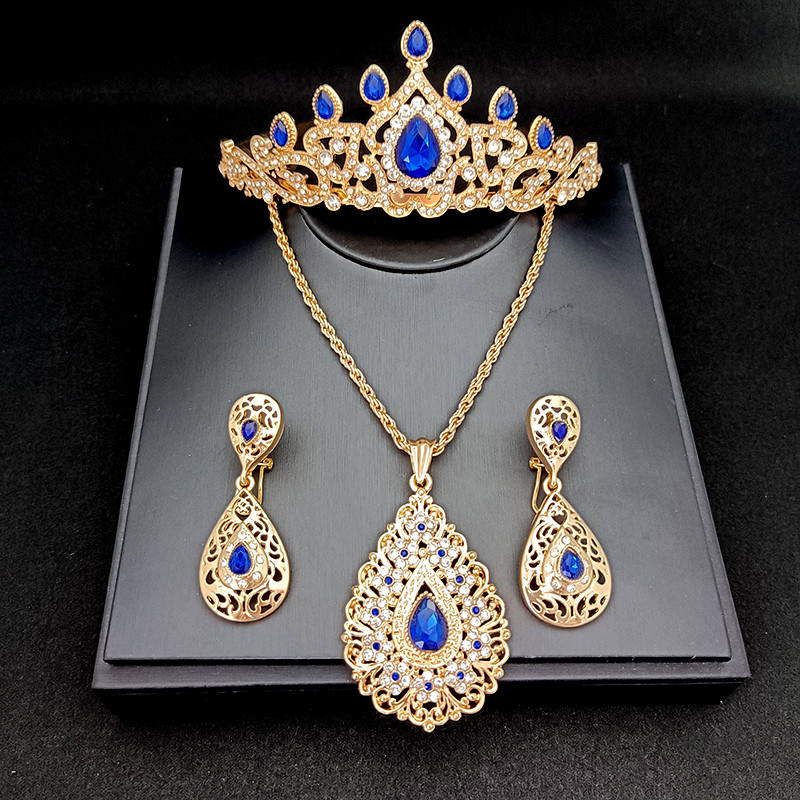 Arab esküvői ékszer szett köntös ruha öv fülbevaló nyaklánc marokkói fém deréklánc Esküvői menyasszonyi korona fejlánc
