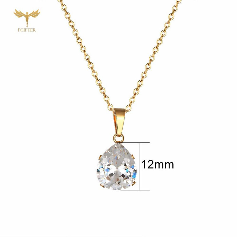 Colier cu pandantiv cu inimă de cristal, cercei, set de bijuterii geometrice elegant, din oțel inoxidabil, pentru femei