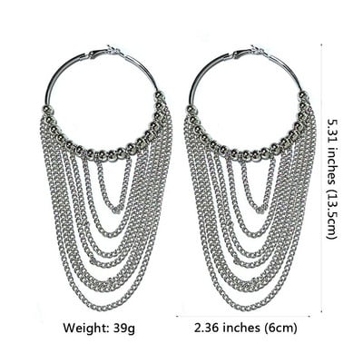 Cercei cu ciucuri lungi din metal, circulari, de modă MANILAI, pentru femei, bijuterii indiene, cu lanț, cercei cu bile de culoare aurie.