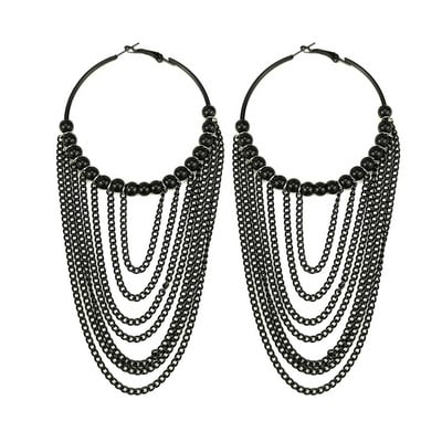 Cercei cu ciucuri lungi din metal, circulari, de modă MANILAI, pentru femei, bijuterii indiene, cu lanț, cercei cu bile de culoare aurie.