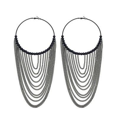 Cercei cu ciucuri lungi din metal, circulari, de modă MANILAI, pentru femei, bijuterii indiene, cu lanț, cercei cu bile de culoare aurie.