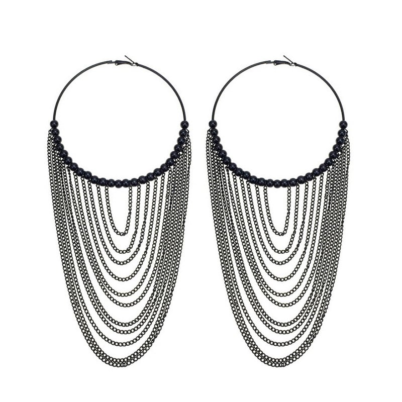 Cercei cu ciucuri lungi din metal, circulari, de modă MANILAI, pentru femei, bijuterii indiene, cu lanț, cercei cu bile de culoare aurie.