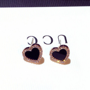 Αρραβωνιαστικα χαριτωμένα καρφωτά σκουλαρίκια καρδιά για γυναίκες κορίτσια Ροζ χρυσό χρώμα Καλοκαιρινό κόσμημα μαύρο σκουλαρίκι Δώρα γάμου κοσμήματα