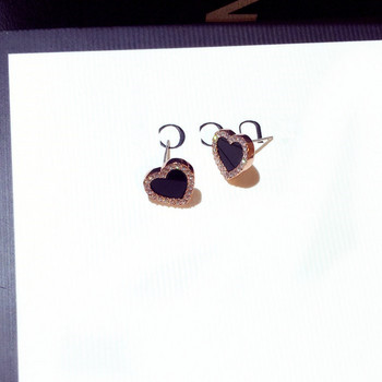Αρραβωνιαστικα χαριτωμένα καρφωτά σκουλαρίκια καρδιά για γυναίκες κορίτσια Ροζ χρυσό χρώμα Καλοκαιρινό κόσμημα μαύρο σκουλαρίκι Δώρα γάμου κοσμήματα