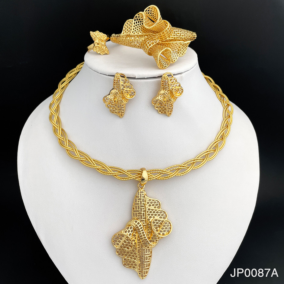 Any Autonomy Growl Seturi de bijuterii italiene placate cu aur de 18k pentru femei Bijuterii  de modă Set de colier cu pandantiv mare Brățară mare - Baduglobal.ro