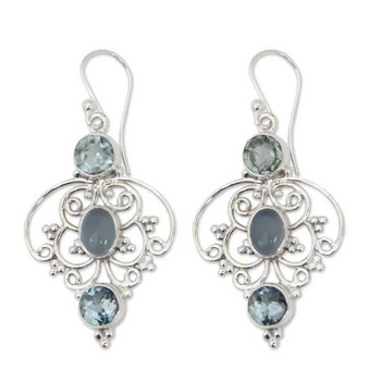 vintage ασημί σκουλαρίκια με σκουλαρίκια Aquamarine Drop Dangle για γυναικεία κοσμήματα για πάρτι