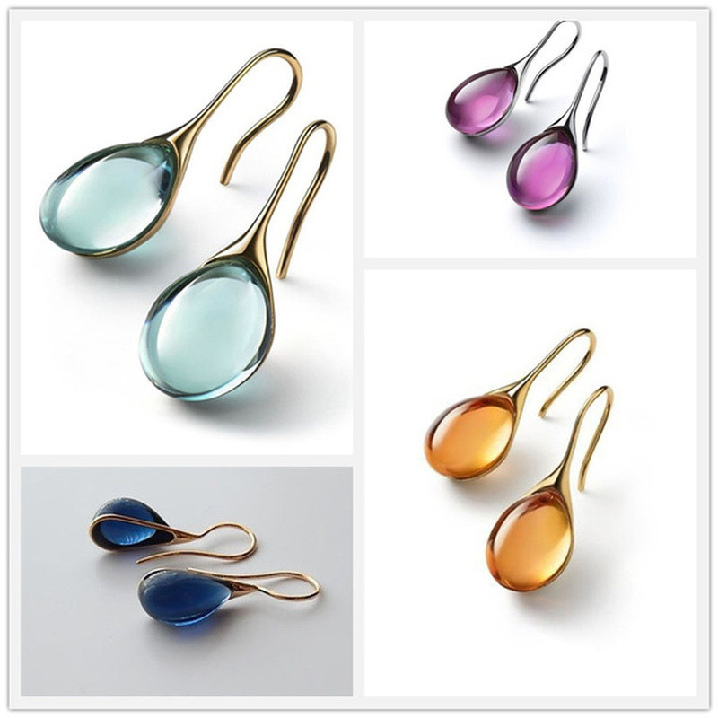 Луксозни висящи обеци с висулка за жени Кристални бижута Сватбени годежни висящи обеци Подарък за Свети Валентин Pendientes Mujer