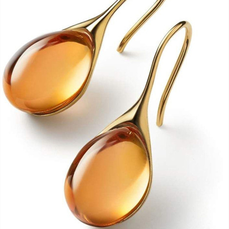 Луксозни висящи обеци с висулка за жени Кристални бижута Сватбени годежни висящи обеци Подарък за Свети Валентин Pendientes Mujer