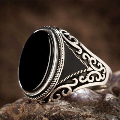 Inel de piatră de agat natural oval mare vintage pentru bărbați incrustat retro galben și roșu cu zirconiu furnici inel pentru femei verigheta bijuterii turcești