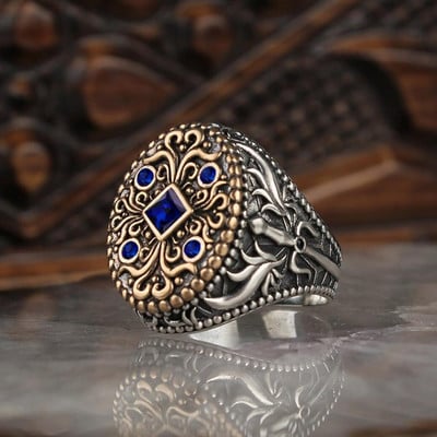 Inel de piatră de agat natural oval mare vintage pentru bărbați incrustat retro galben și roșu cu zirconiu furnici inel pentru femei verigheta bijuterii turcești