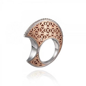 2022 НОВ Дамски пръстен S925 Сребърен цвят Цирконий Модна серия ориз Moon Shape Личност Бижута Иновация Възпоменателен подарък