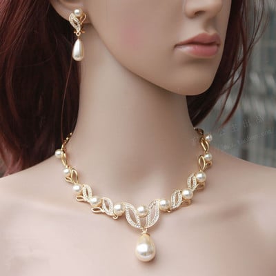 Accesorii pentru nunta Seturi de bijuterii pentru mireasa Cercei colier Set de bijuterii cu perla pentru femei Acero Inoxidabil Joyeria Mujer Nou 2021