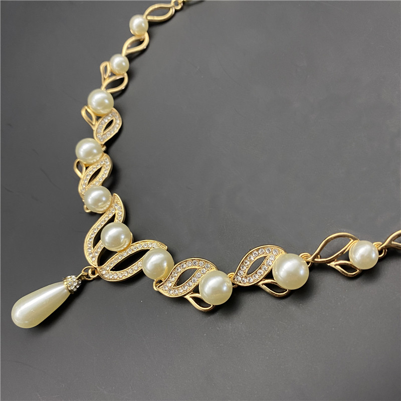 Accesorii pentru nunta Seturi de bijuterii pentru mireasa Cercei colier Set de bijuterii cu perla pentru femei Acero Inoxidabil Joyeria Mujer Nou 2021