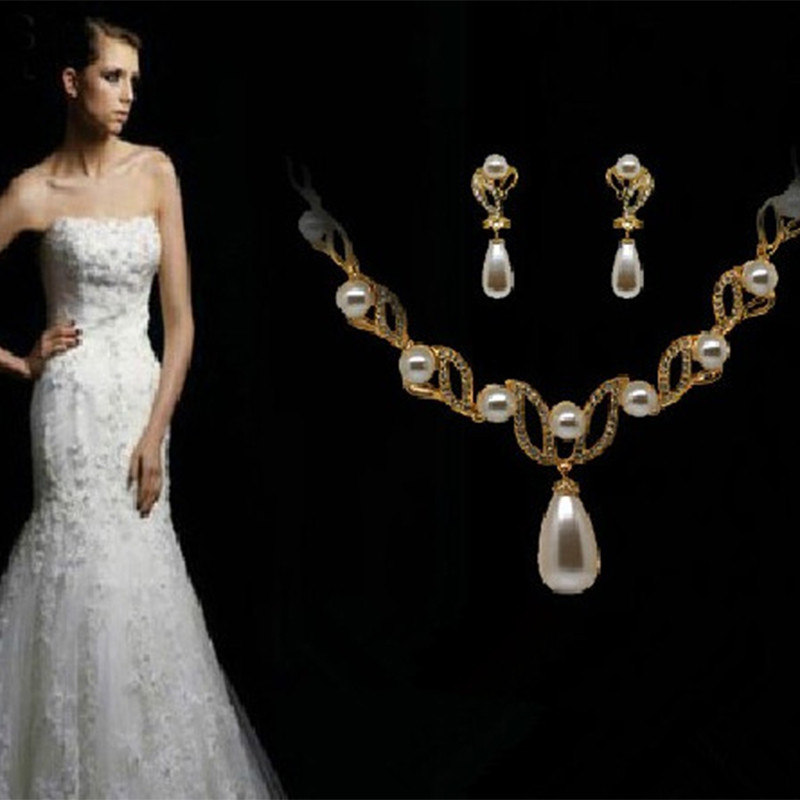 Accesorii pentru nunta Seturi de bijuterii pentru mireasa Cercei colier Set de bijuterii cu perla pentru femei Acero Inoxidabil Joyeria Mujer Nou 2021