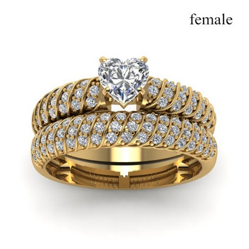 2021 Двойка пръстени Дамски изящни кристали Комплект пръстени с цирконий Модерен мъжки пръстен от неръждаема стомана Модни бижута за подаръци за любовници