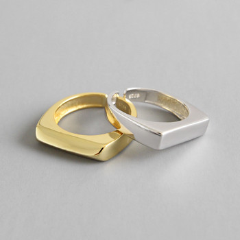 XIYANIKE Сребърни цветни отварящи се пръстени Корейски прост геометричен правоъгълник Ръчно изработени бижута Сватбени аксесоари за жени Подарък