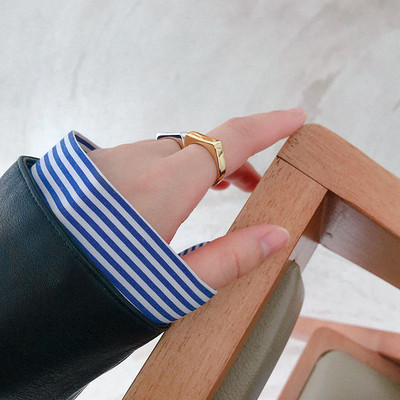 XIYANIKE ezüst színű nyitó gyűrűk koreai egyszerű geometriai téglalap kézzel készített ékszerek esküvői kiegészítők nőknek ajándék