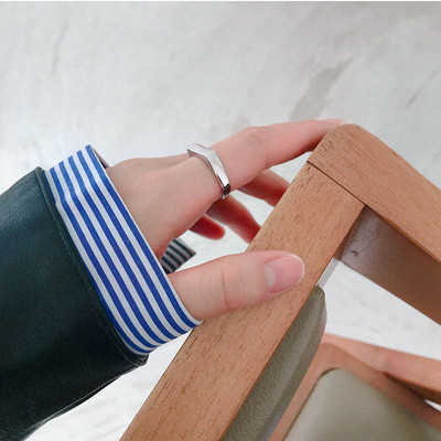 XIYANIKE ezüst színű nyitó gyűrűk koreai egyszerű geometriai téglalap kézzel készített ékszerek esküvői kiegészítők nőknek ajándék