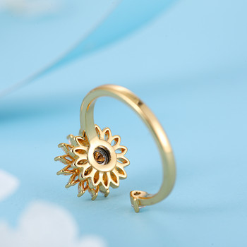 Fidget Anti Stress Anxiety Rings за жени Неръждаема стомана Позлатени въртящи се Sun Star Evil Eye Sunflower Spinner Rings