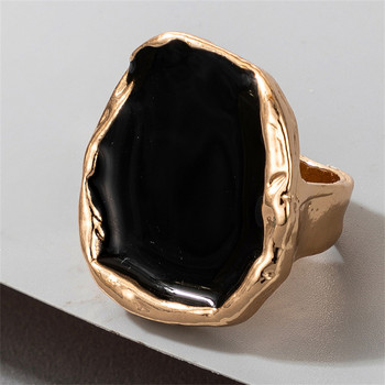 Бохемски метален пръстен с голям черен камък за мъже и жени Очарование капещо масло Голям пръстен за фуги Готически подарък за бижута от неръждаема стомана