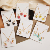 2022. Nova akrilna ogrlica s leptirima u boji za žene, retro jednostavni svestrani set nakita od kristala, naušnice, ogrlica, nakit, poklon