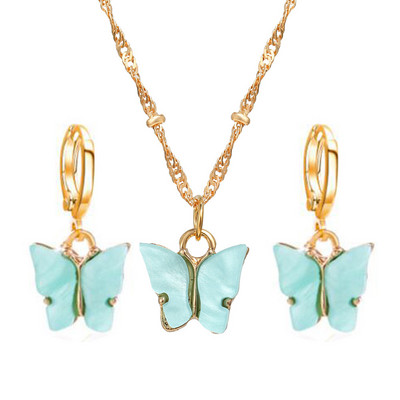 2022. Nova akrilna ogrlica s leptirima u boji za žene, retro jednostavni svestrani set nakita od kristala, naušnice, ogrlica, nakit, poklon