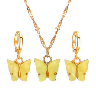 2022. Nova akrilna ogrlica s leptirima u boji za žene, retro jednostavni svestrani set nakita od kristala, naušnice, ogrlica, nakit, poklon