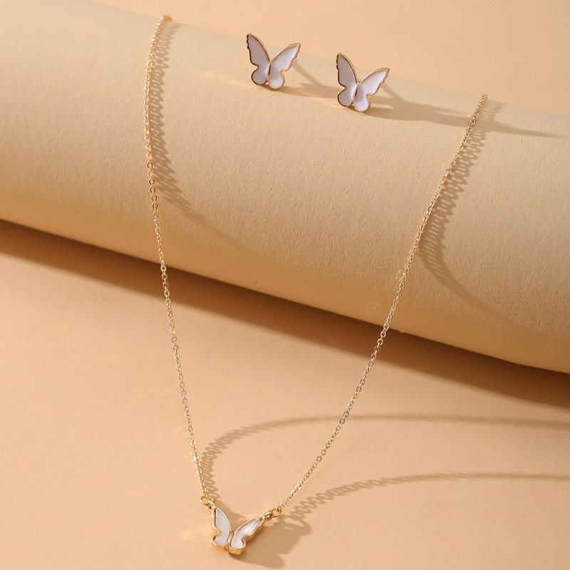 2022. Nova akrilna ogrlica s leptirima u boji za žene, retro jednostavni svestrani set nakita od kristala, naušnice, ogrlica, nakit, poklon