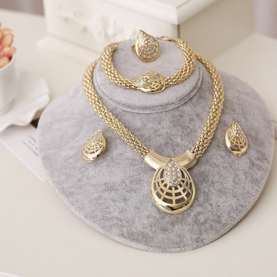 ZOSHI Set de bijuterii rafinat Dubai placat cu aur de lux pentru femeie nigeriană de nuntă, set de bijuterii din margele africane, design de costume
