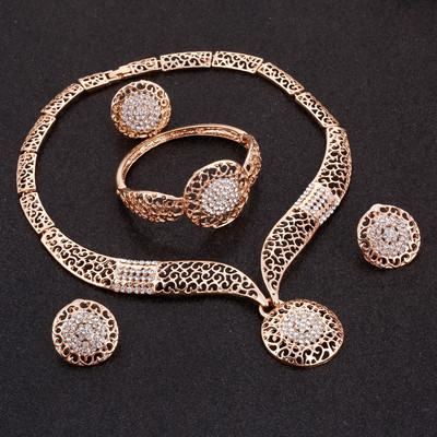 ZOSHI Set de bijuterii rafinat Dubai placat cu aur de lux pentru femeie nigeriană de nuntă, set de bijuterii din margele africane, design de costume
