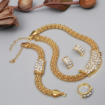 ZOSHI Set de bijuterii rafinat Dubai placat cu aur de lux pentru femeie nigeriană de nuntă, set de bijuterii din margele africane, design de costume