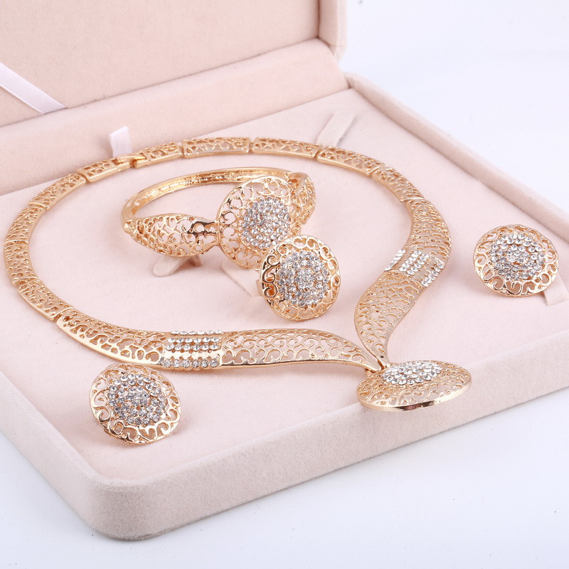 ZOSHI Set de bijuterii rafinat Dubai placat cu aur de lux pentru femeie nigeriană de nuntă, set de bijuterii din margele africane, design de costume