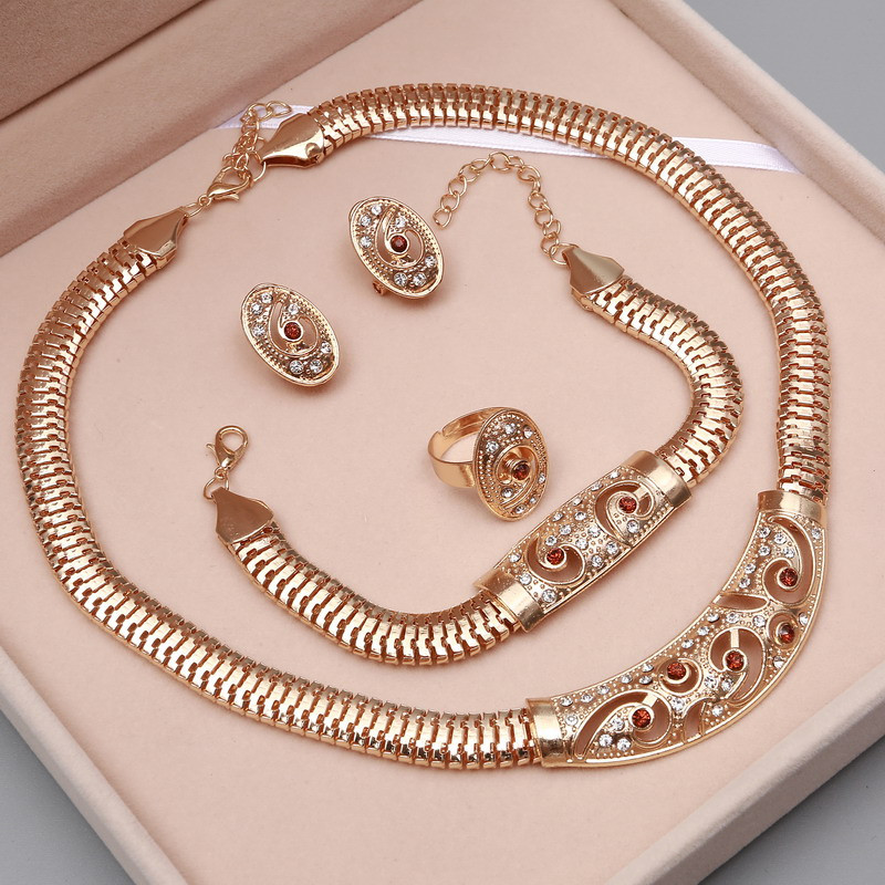 ZOSHI Set de bijuterii rafinat Dubai placat cu aur de lux pentru femeie nigeriană de nuntă, set de bijuterii din margele africane, design de costume