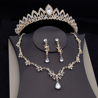 Fashion Crystal Σετ Νυφικά Κοσμήματα για Γυναικείες Τιάρες Σκουλαρίκια Κολιέ Στέμμα Νυφικό Νυφικό Σετ κοσμήματα Αξεσουάρ