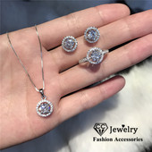 CC Seturi de bijuterii fine pentru femei placate cu aur alb cubic zirconia inel cercei coliere pandantive Bijoux nunta CCAS228