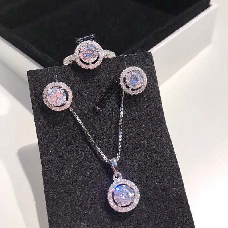 CC Seturi de bijuterii fine pentru femei placate cu aur alb cubic zirconia inel cercei coliere pandantive Bijoux nunta CCAS228