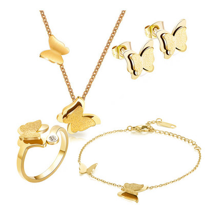 Oțel inoxidabil 316L matuit Fluture Brățară Colier Cercei Set de bijuterii Mireasă Accesorii pentru femei