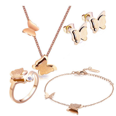 Oțel inoxidabil 316L matuit Fluture Brățară Colier Cercei Set de bijuterii Mireasă Accesorii pentru femei