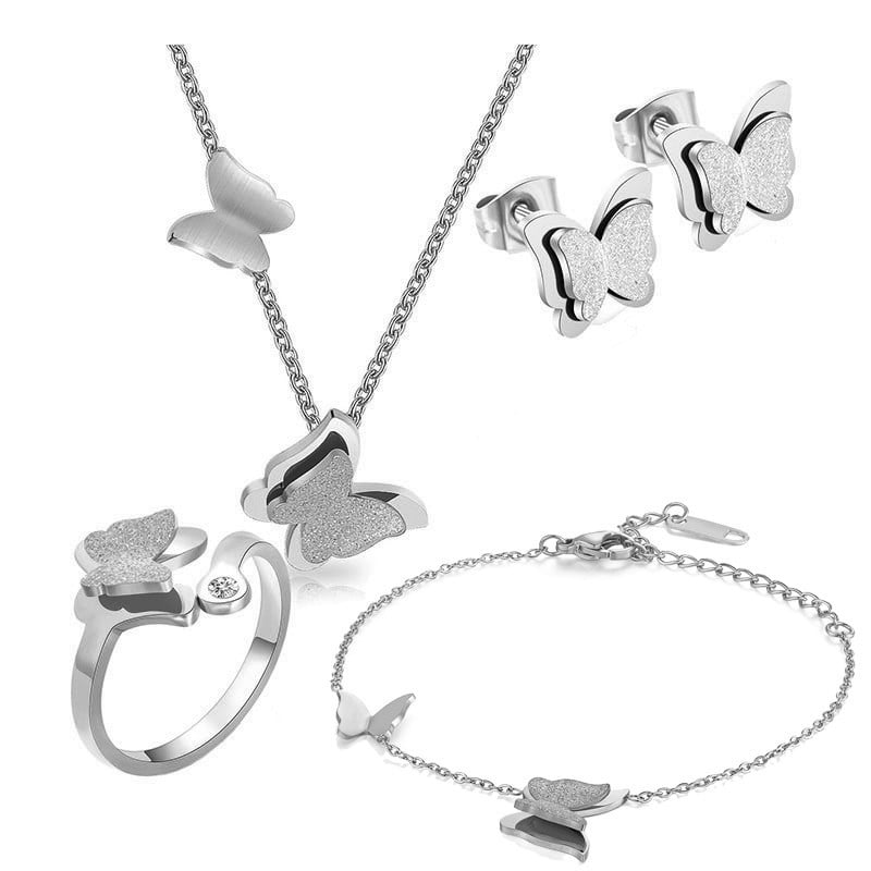 Oțel inoxidabil 316L matuit Fluture Brățară Colier Cercei Set de bijuterii Mireasă Accesorii pentru femei