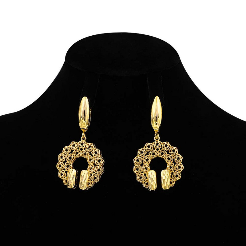 1Sada náhrdelníkov a náušníc, sada šperkov v zlatej farbe pre dievčatá, módny klasický štýl, sada náhrdelníkov a náušníc pre ženy