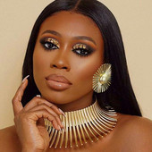 Africa coliere Set de bijuterii de culoare aurie metal mare cuplu exagerat Choker colier Set de cercei bijuterii Steampunk african 2022