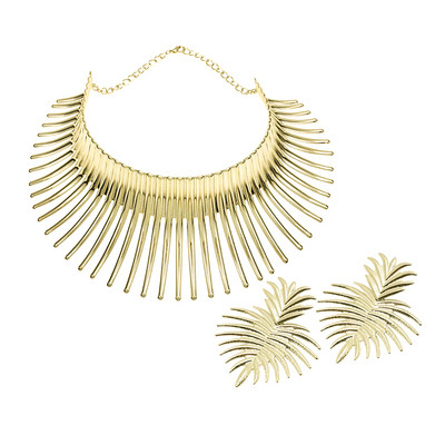 Africa coliere Set de bijuterii de culoare aurie metal mare cuplu exagerat Choker colier Set de cercei bijuterii Steampunk african 2022