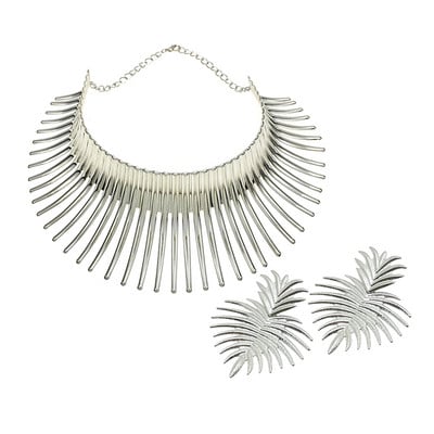 Africa coliere Set de bijuterii de culoare aurie metal mare cuplu exagerat Choker colier Set de cercei bijuterii Steampunk african 2022